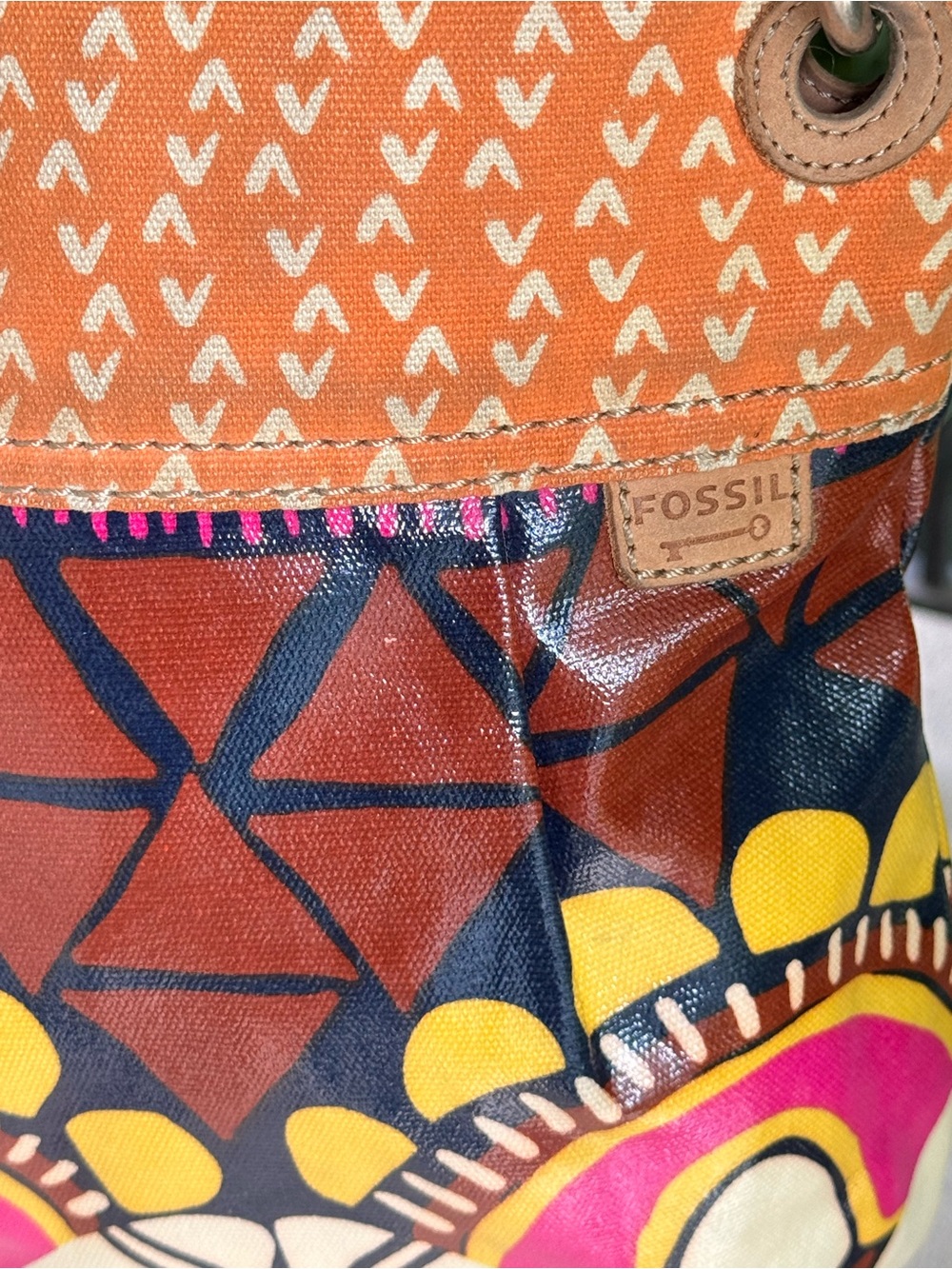 Fossil Orange Multicolor Patterned Crossbody Bag - Picture 3 of 7